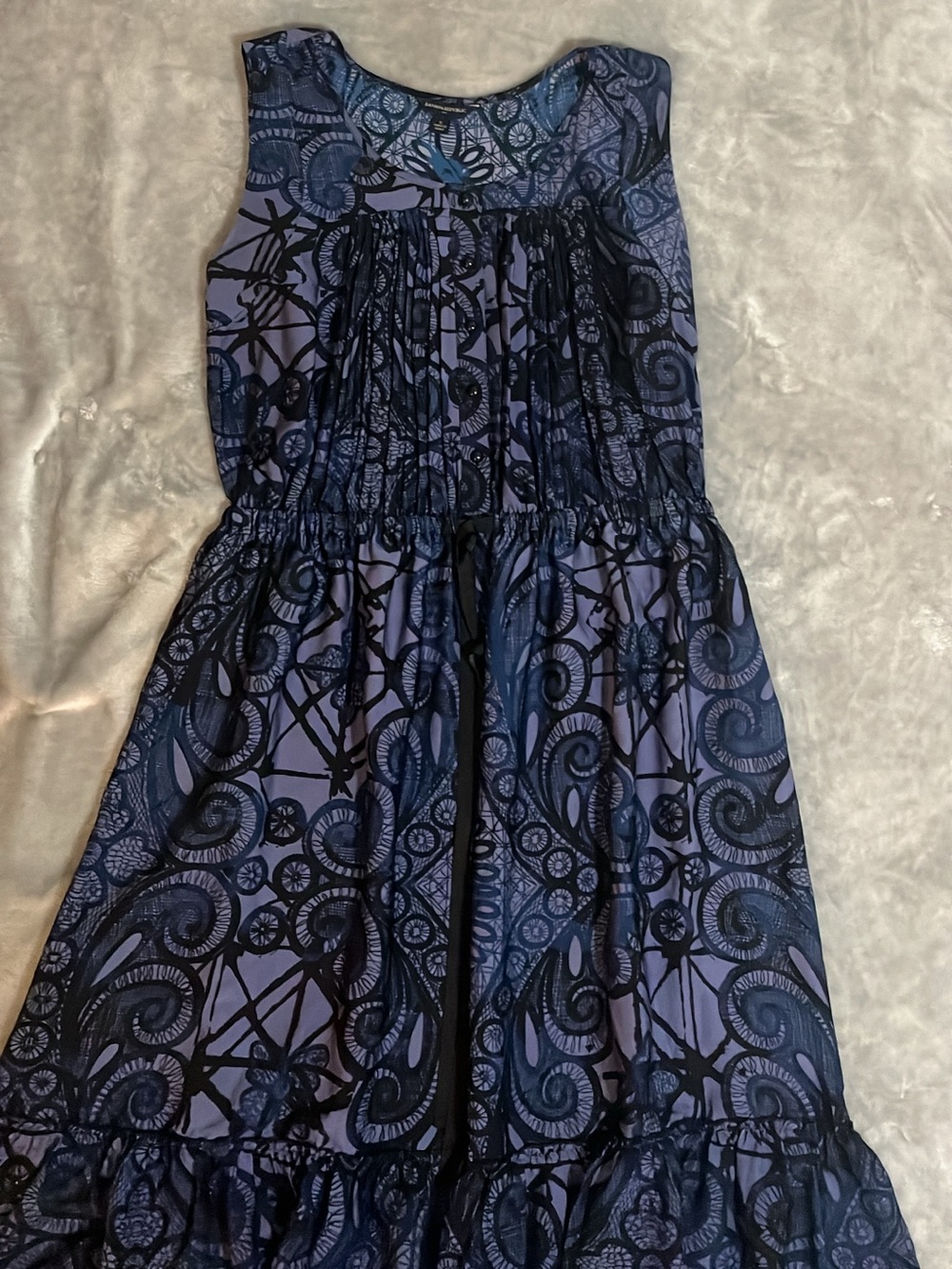 Banana Republic Womens Blue Paisley Print Pintuck Sleeveless Midi Dress Size 12 - Picture 2 of 6